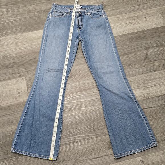 Vintage Calvin Klein Blue Faded Denim Wide Flare Leg Stretch Jeans - Picture 5 of 6